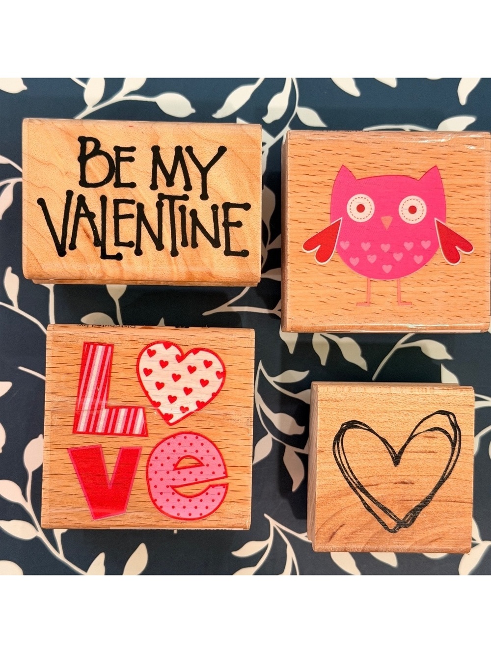 Valentine Rubber Stamp Lot Love Heart Owl Be My Valentine